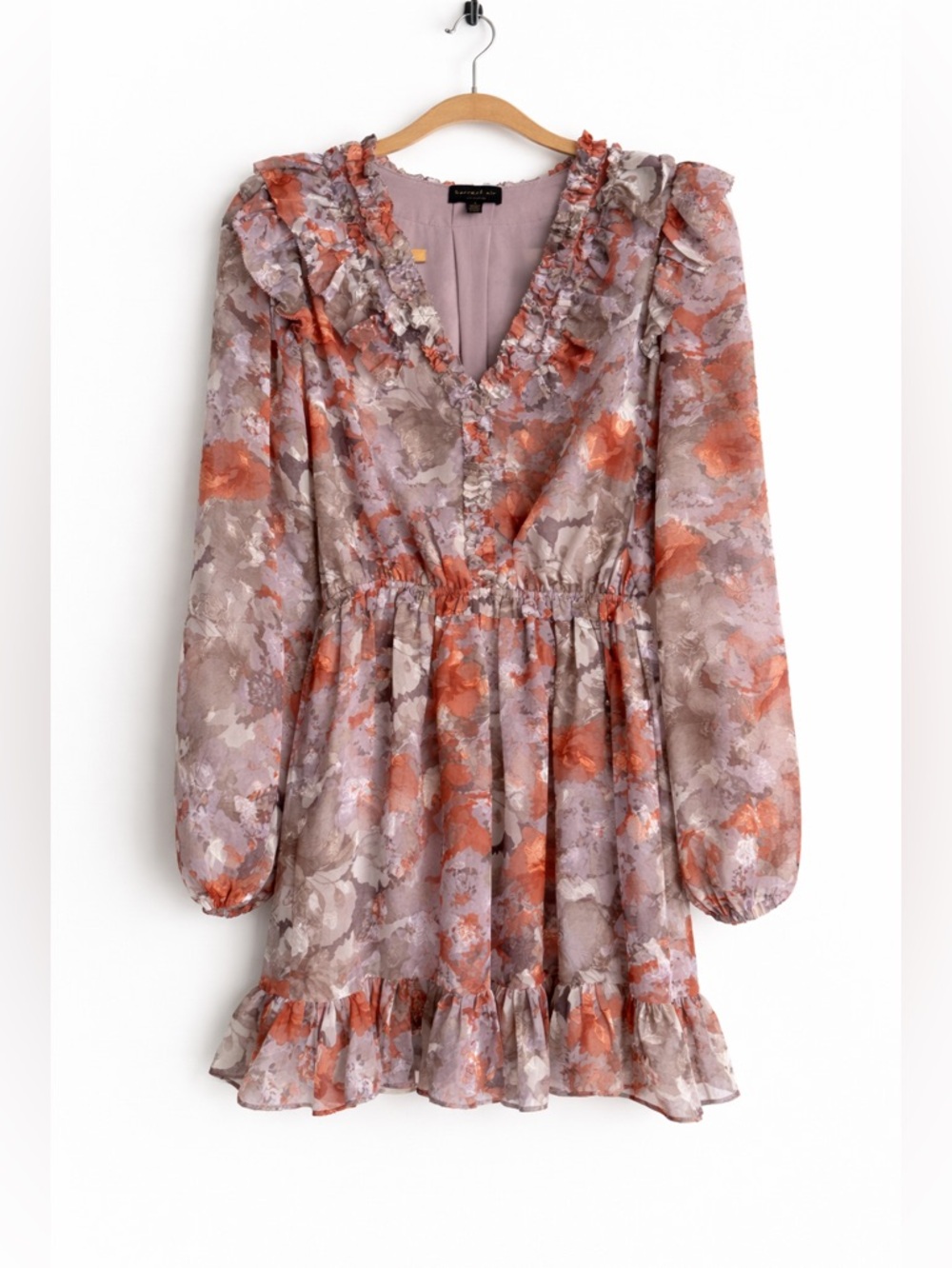 Current Air Floral Ruffle Babydoll Mini Dress S Long Sleeve Cottagecore Boho